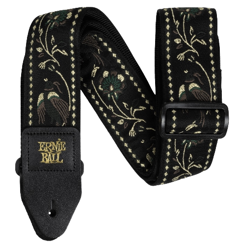 Ernieball-pasek-gitarowy-EB5372-black_pleasant_pheasant-haft-skórzane-wzmocnienia