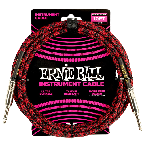 Ernie_Ball-kabel-gitarowy-instrumentalny-w-oplocie-czarno-czerwony-3.05m
